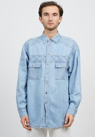VINTAGE BLUE THE COLLECTION LONG SLEEVE DENIM SHIRT