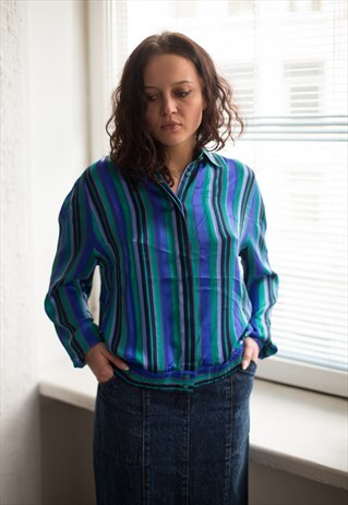 VINTAGE 80'S MULTI COLOUR STRIPED TOP