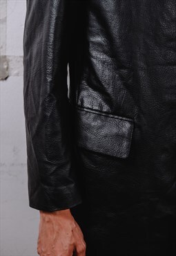 Vintage Black Leather Coat 