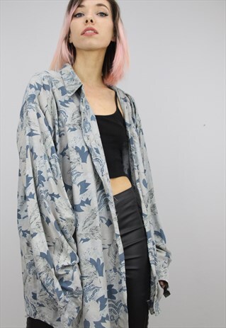 VINTAGE 80S/90S OVERSIZED PATTERNED SILK SHIRT