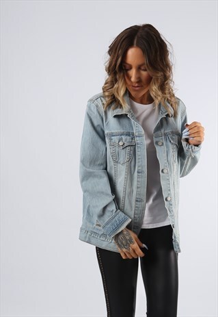 DENIM JACKET OLD NAVY OVERSIZED FITTED UK 18 (K92F)