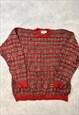 VINTAGE ABSTRACT KNITTED JUMPER PATTERNED GRANDAD SWEATER