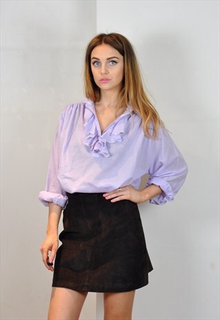 VINTAGE 1990S LILAC RUFFLE SHIRT