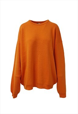 Crew Neck Knit Jumper With Back Graphic In Orange