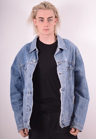 RIFLE MENS VINTAGE DENIM JACKET XL BLUE 90S