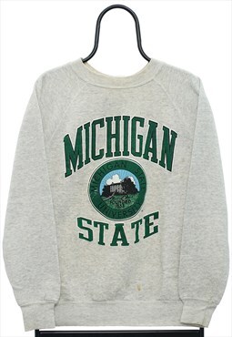 Vintage 90s Michigan State Graphic Grey Sweatshirt Womens