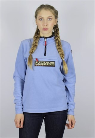 VINTAGE WOMENS NAPAPIJRI FLEECE 1/2 ZIP BIG LOGO JACKET 90S