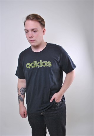 90S BLACK BIG LOGO MAN VINTAGE ADIDAS TSHIRT