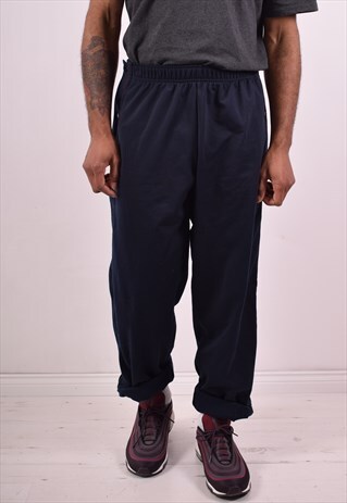 NIKE MENS VINTAGE TRACKSUIT TROUSERS W38 L34 NAVY BLUE 90S