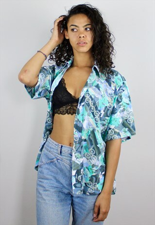 VINTAGE 90'S PATTERNED SHORT SLEEVE FESTIVAL SHIRT