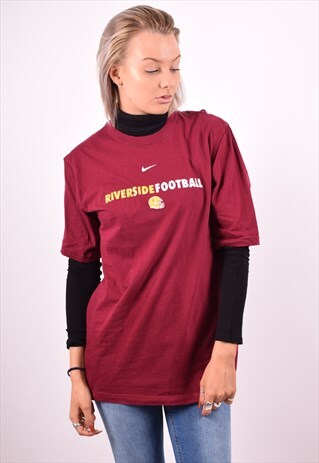 NIKE WOMENS VINTAGE T-SHIRT TOP MEDIUM MAROON 90S