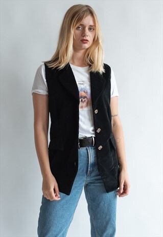 VINTAGE 90S FITTED VELVET GOTHIC VEST