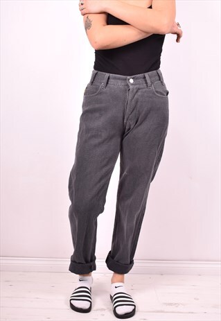 ARMANI WOMENS VINTAGE CORDUROY TROUSERS W28 L30 GREY 90'S
