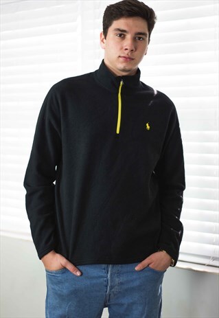 VINTAGE POLO RALPH LAUREN 1/4 ZIP SWEATSHIRT LOGO 90S L 7.5