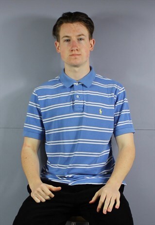 VINTAGE POLO RALPH LAUREN POLO SHIRT IN BLUE AND WHITE STRIP