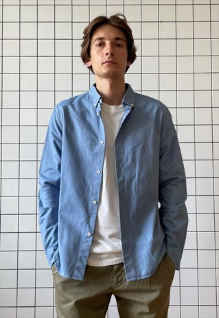 A.P.C. Shirt Button Up Oxford Long Sleeve Blue