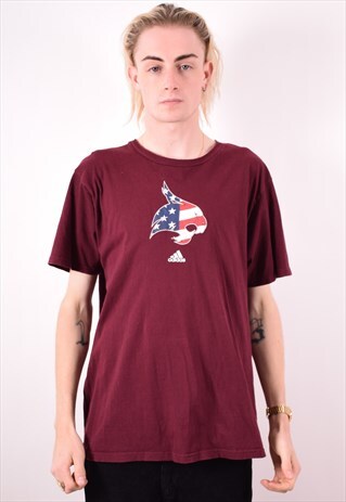 ADIDAS MENS VINTAGE T-SHIRT TOP XL MAROON 90S