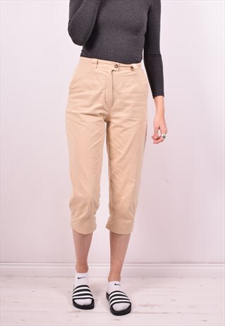 BURBERRY WOMENS VINTAGE CAPRI TROUSERS MEDIUM BEIGE 90S