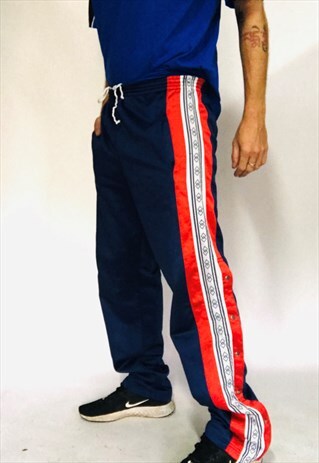 VINTAGE POPPER TRACKSUIT PANTS JOGGING JOGGERS NAVY L SPORTS