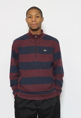VINTAGE LACOSTE STRIPED 1/4 ZIP SWEATSHIRT