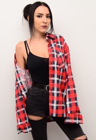 VINTAGE 90'S GRUNGE CHECKED FLANNEL OVERSIZED SHIRT