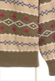 CLAIBORNE 90'S COOGI STYLE KNITTED SWEATSHIRT LARGE KHAKI GR