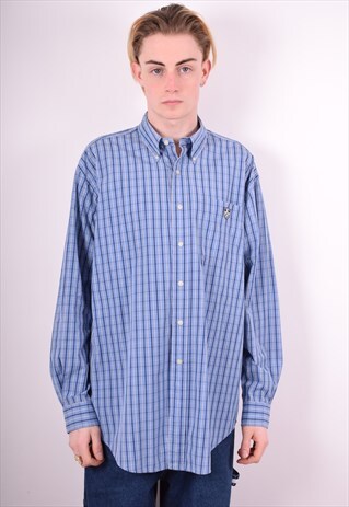 RALPH LAUREN MENS VINTAGE SHIRT XXL BLUE CHECK 90'S