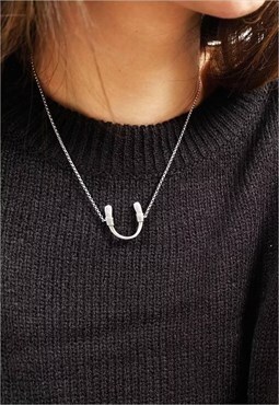 Lucky Horseshoe Chain Necklace Women Silver Necklace
