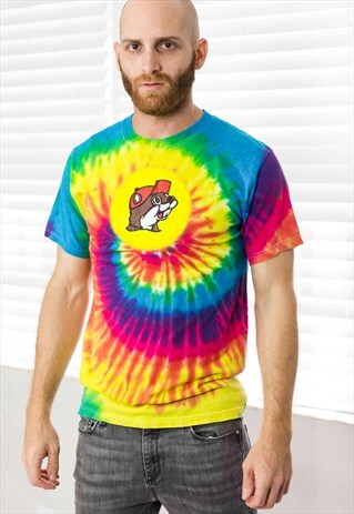 VINTAGE TI DYE BEAVER NUJGGETS T-SHIRT LOGO 90S S 6.1