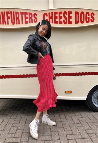 VINTAGE RED POLKA DOT SLIP SKIRT