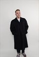 80S CLASSIC WOOL OVERCOAT, VINTAGE MEN MINIMALIST LONG COAT 