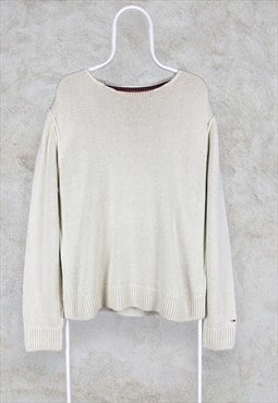 Tommy Hilfiger Cream Knit Jumper Mens Medium