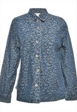 Vintage Floral-Pattern Denim 1990s Jacket - XL