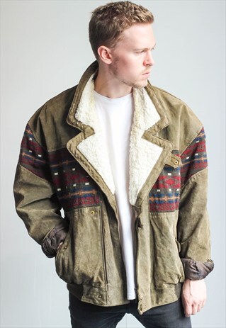 VINTAGE OVERSIZED AZTEC FESTIVAL SHERPA JACKET