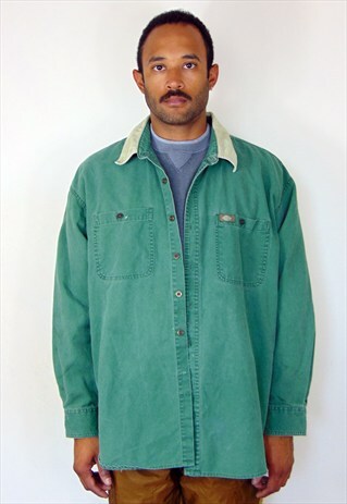 DICKIES 90S SKATER MINIMALIST GREEN CANVAS SHIRT JACKET