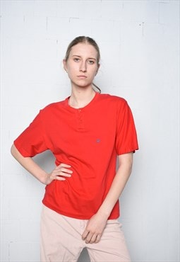 Vintage 90s BENETTON sports solid red logo t-shirt top tee