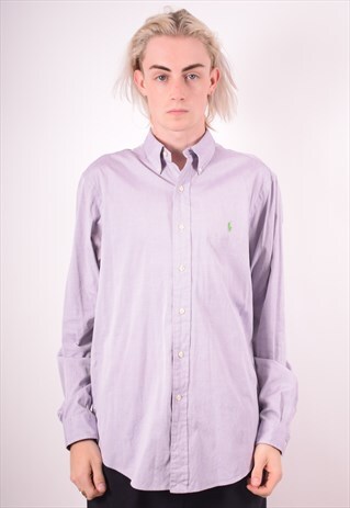 POLO RALPH LAUREN MENS VINTAGE SHIRT LARGE PURPLE 90S