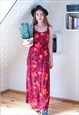 Bright red floral maxi dress