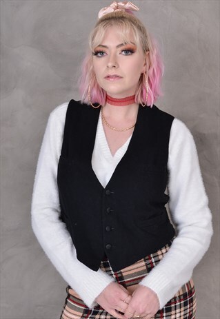 VINTAGE WOOL WAISTCOAT IN BLACK