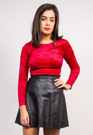 VINTAGE 90'S BLACK LEATHER SKATER SKIRT