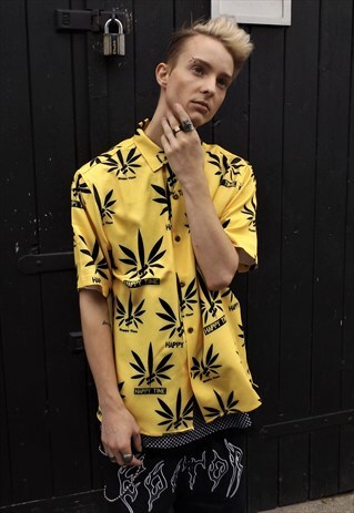 LOOSE FIT OVERSIZE SHORT SLEEVE HEMP SLOGAN PRINT SHIRT TOP