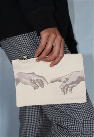 HAND PAINTED CUSTOM CLUTCH BAG CREATION OF ADAM