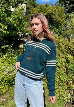 Vintage 90s Nautical Embroidered Striped Sweatshirt
