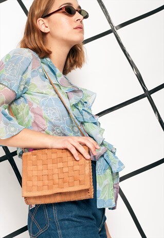 LEATHER BAG - 70S VINTAGE SUEDE SHOULDER BAG