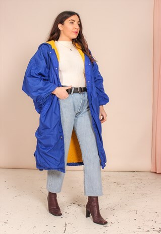 VINTAGE 90S PUMA LONG PADDED JACKET IN BLUE