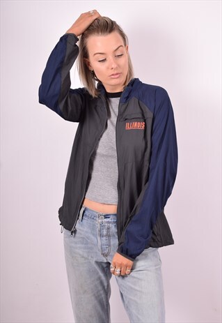 NIKE WOMENS VINTAGE TRACKSUIT TOP JACKET MEDIUM GREY 90'S