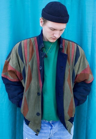 VINTAGE SUEDE AZTEC PRINT JACKET