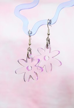 Flower power single drop earrings in pink tint