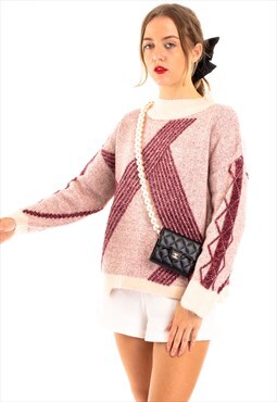 Pink metallic effect stripe design jumper