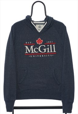 Vintage McGill Spellout Navy Hoodie Womens